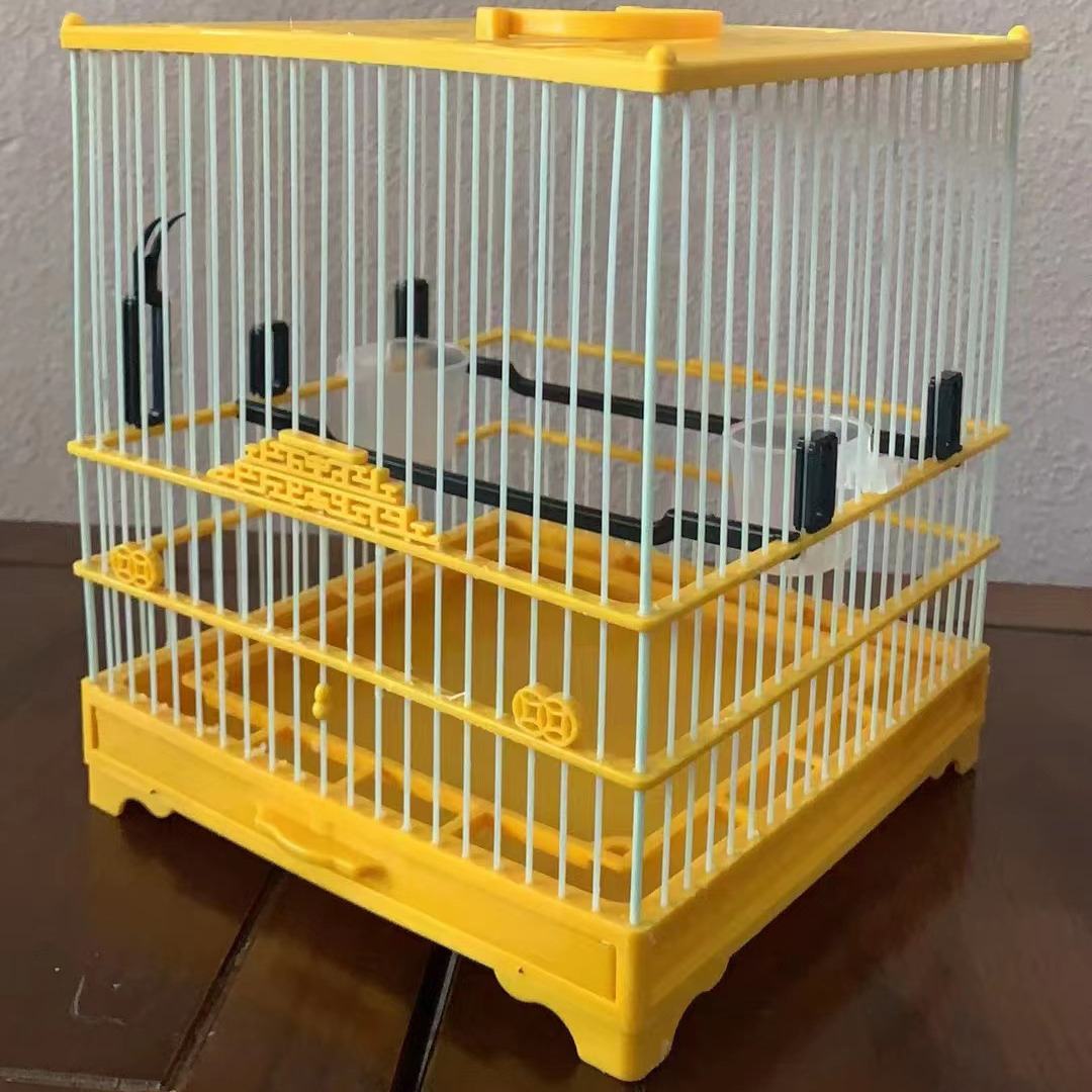 方形塑钢笼小鸟笼塑料笼绣眼麻料玉鸟邮尺寸21.21.24公分加密