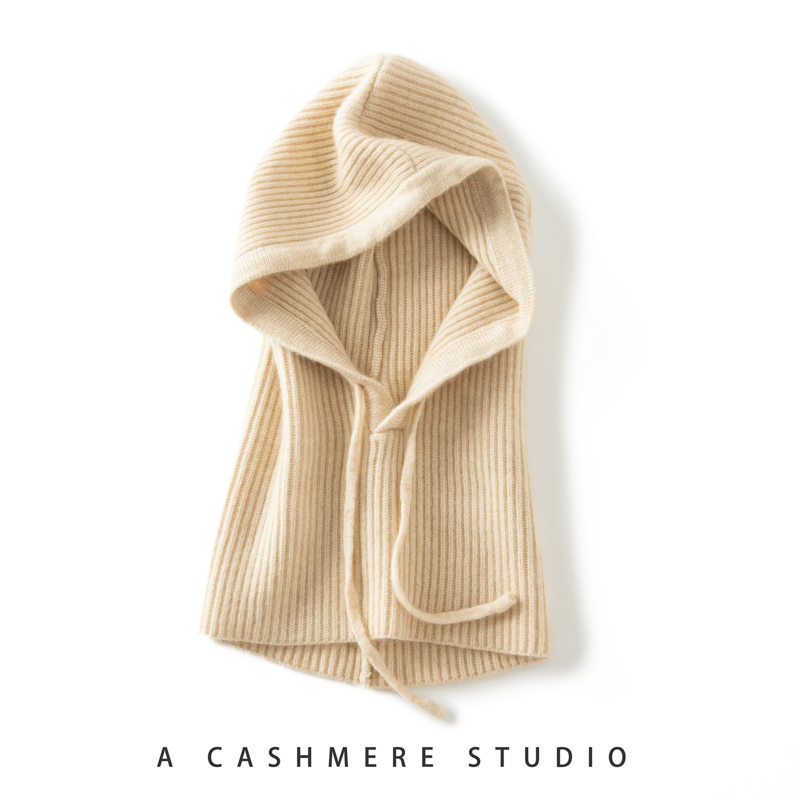 羊绒连体帽新款加厚可穿帽休闲百搭针织护耳帽