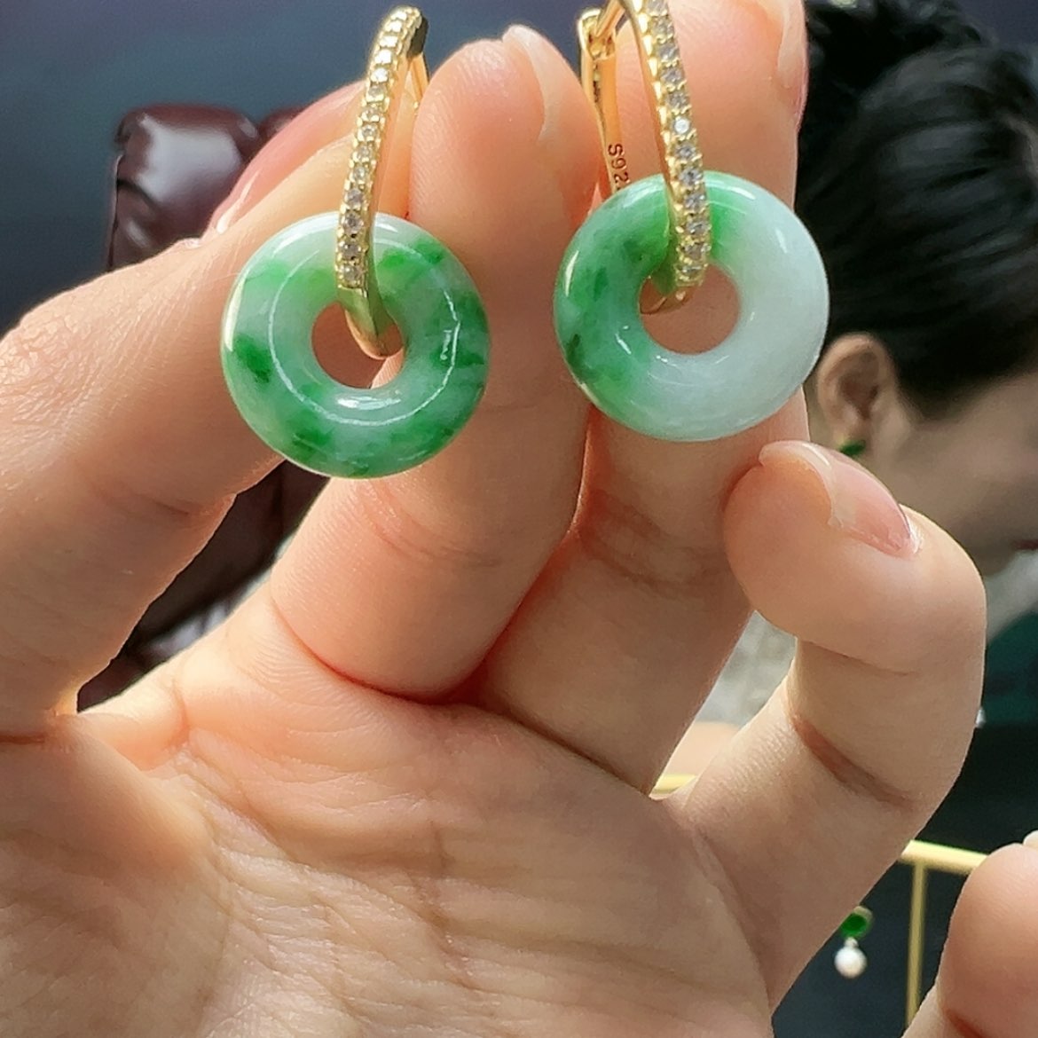 【闪购商品】翡翠耳饰银S925镶嵌