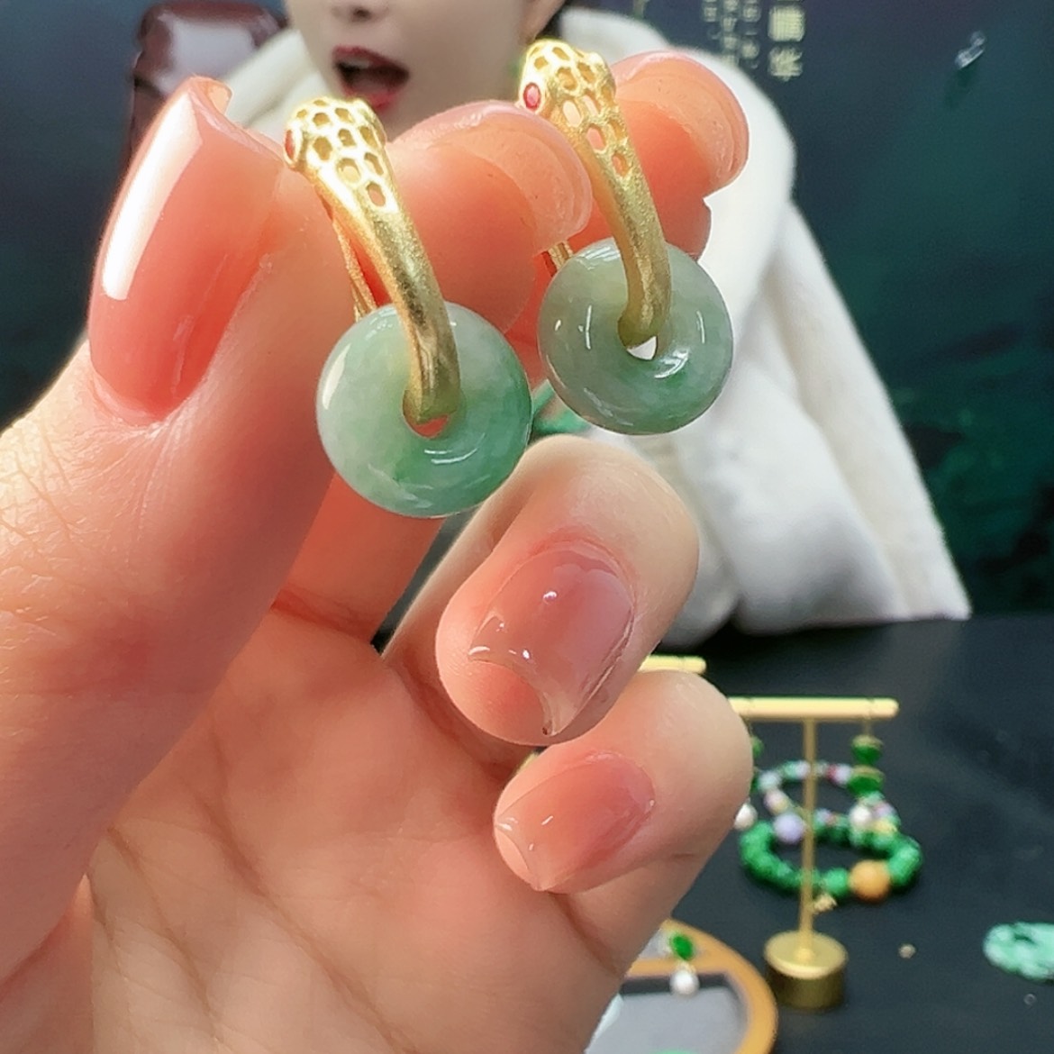 【闪购商品】翡翠耳饰银S925镶嵌