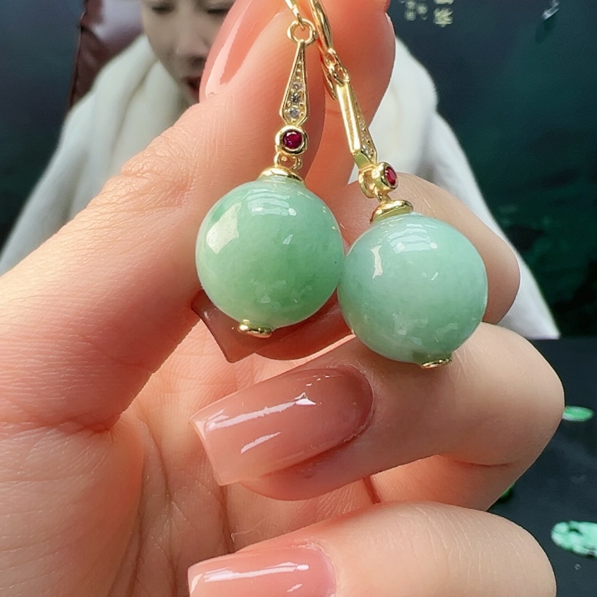 【闪购商品】翡翠耳饰银S925镶嵌