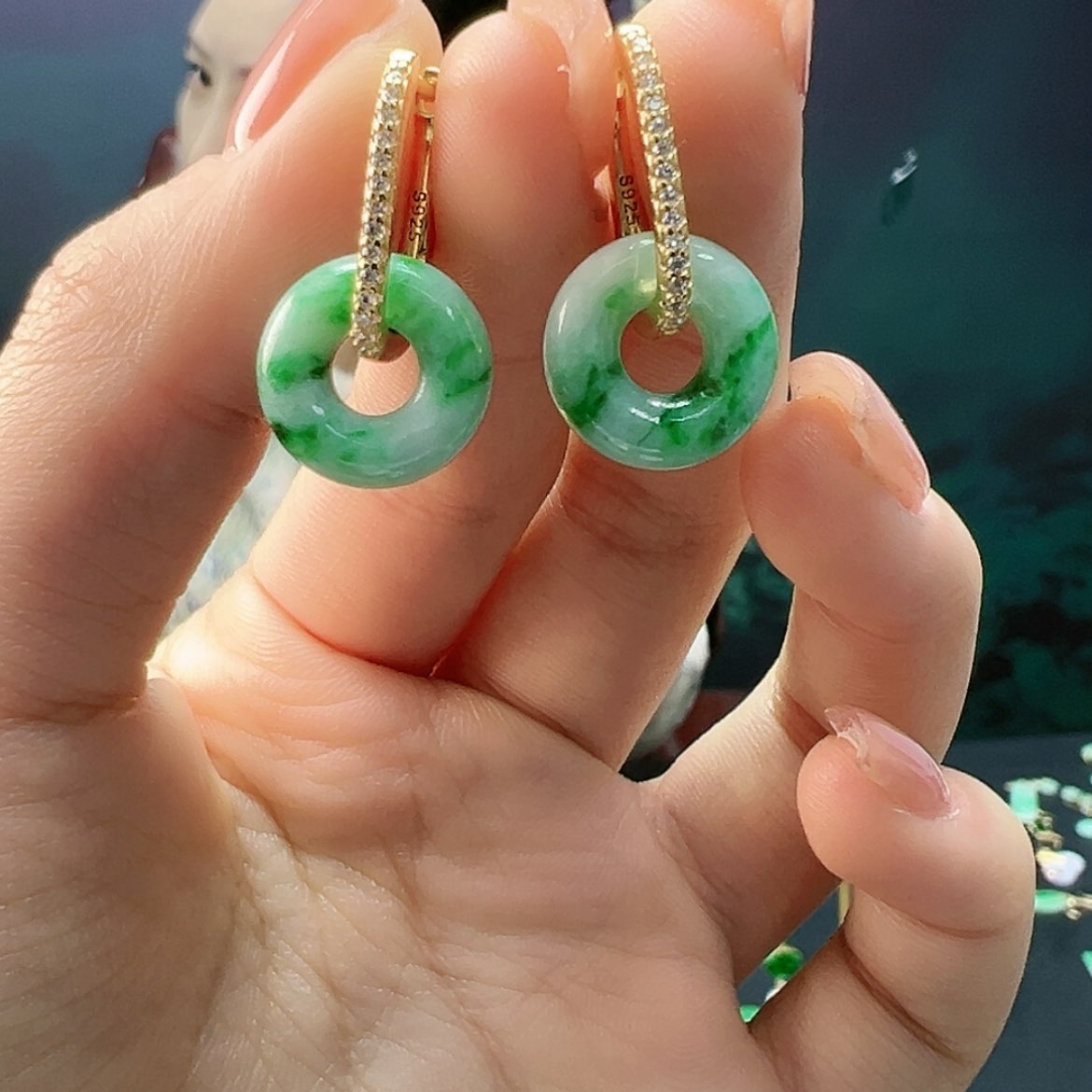 【闪购商品】翡翠耳饰银S925镶嵌