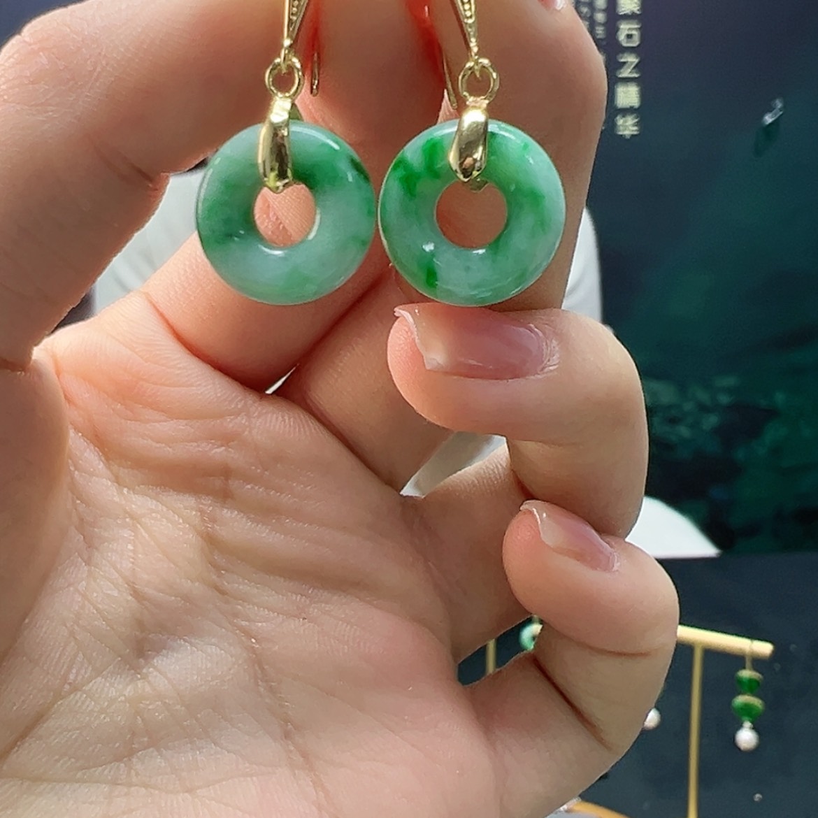 【闪购商品】翡翠耳饰银S925镶嵌