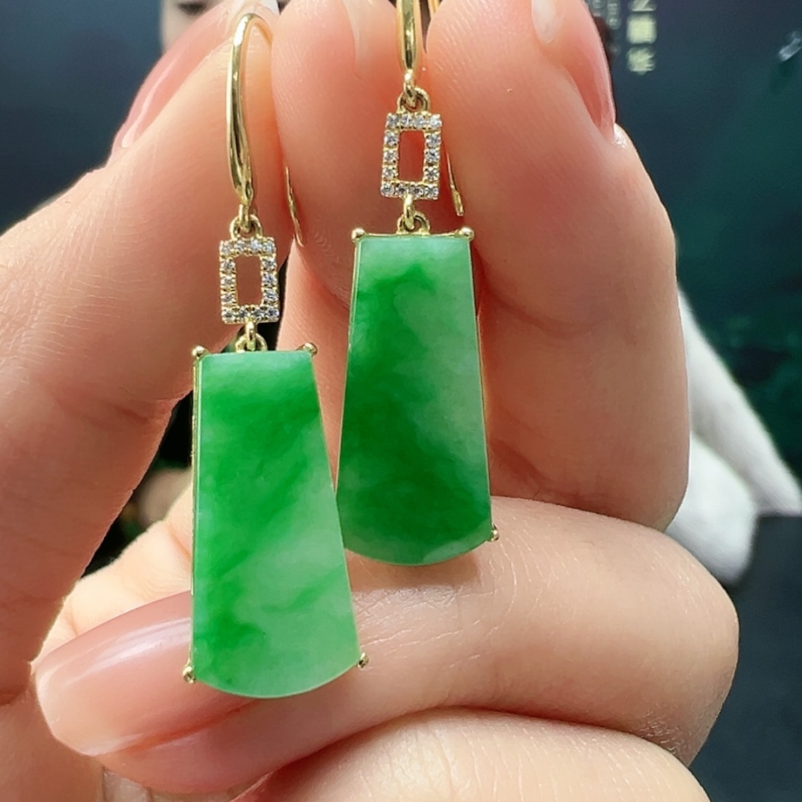 【闪购商品】翡翠耳饰18K金镶嵌