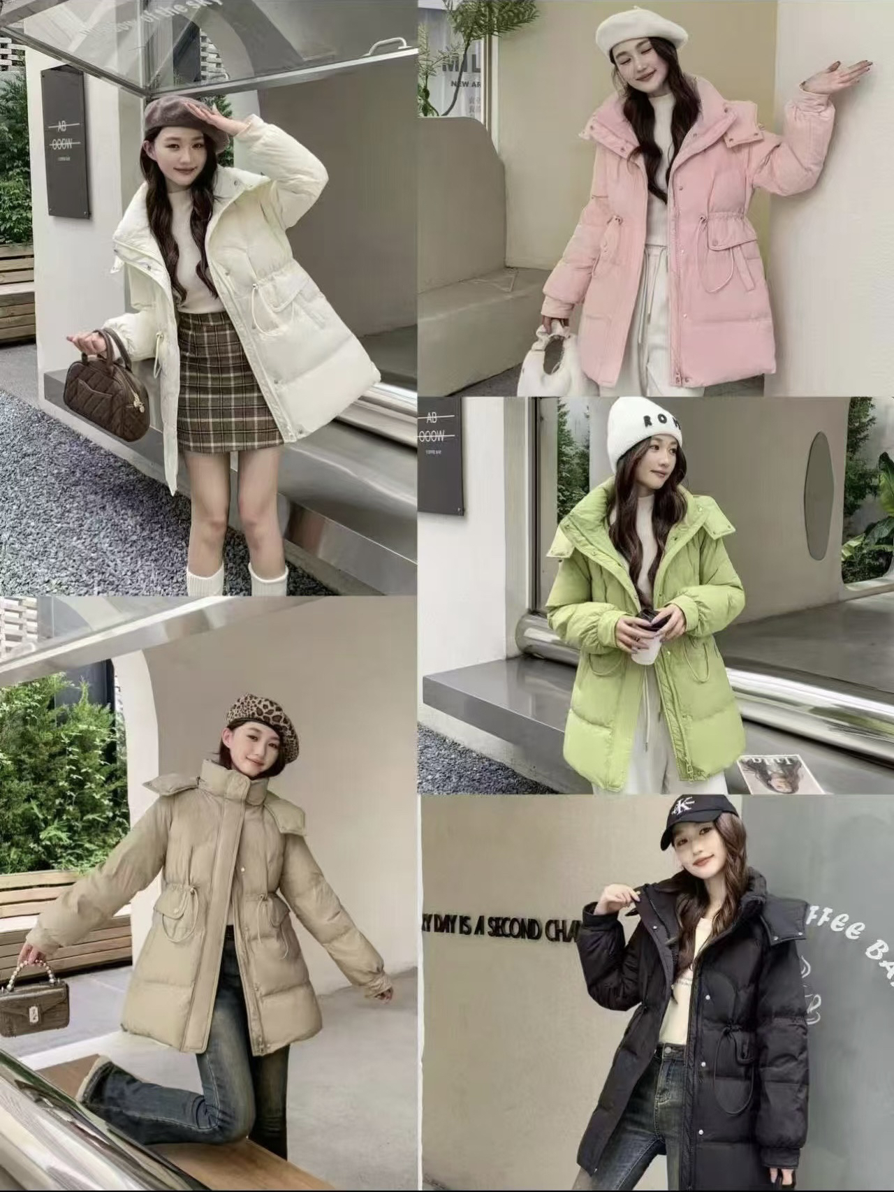 董小姐/8810收腰中长款连帽羽羽外套