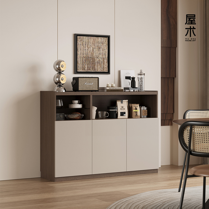 屋术餐边柜现代简约靠墙一体置物柜客厅茶水柜奶油风家用橱柜碗柜