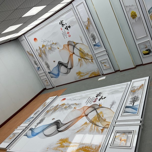 现代简约立体柱子碳晶板竹木纤维板背景墙