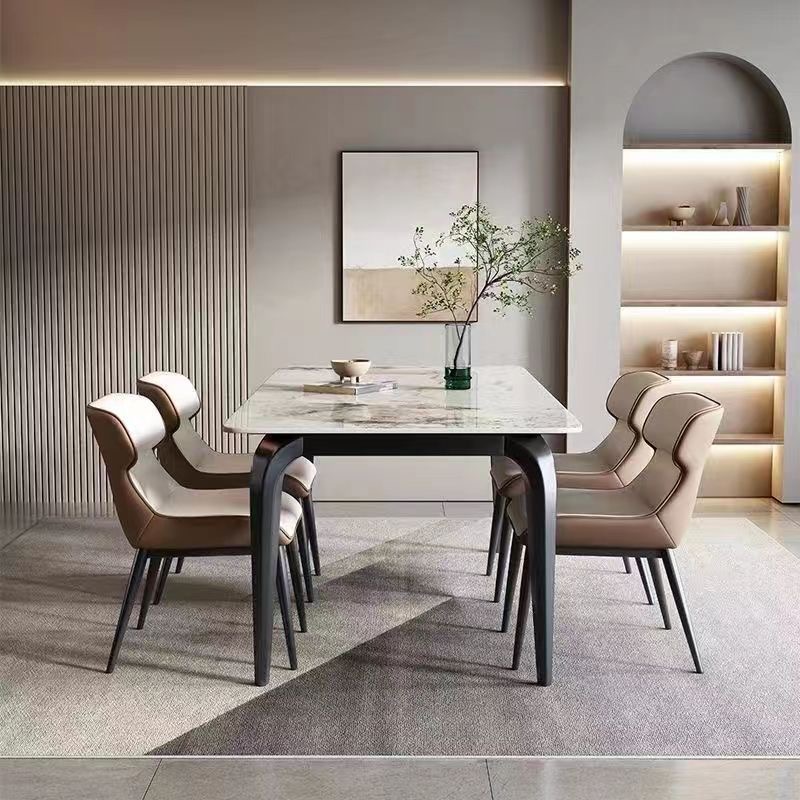 大象腿（带底板）岩板餐桌椅组合家用小户型现代简约长方形饭桌餐桌