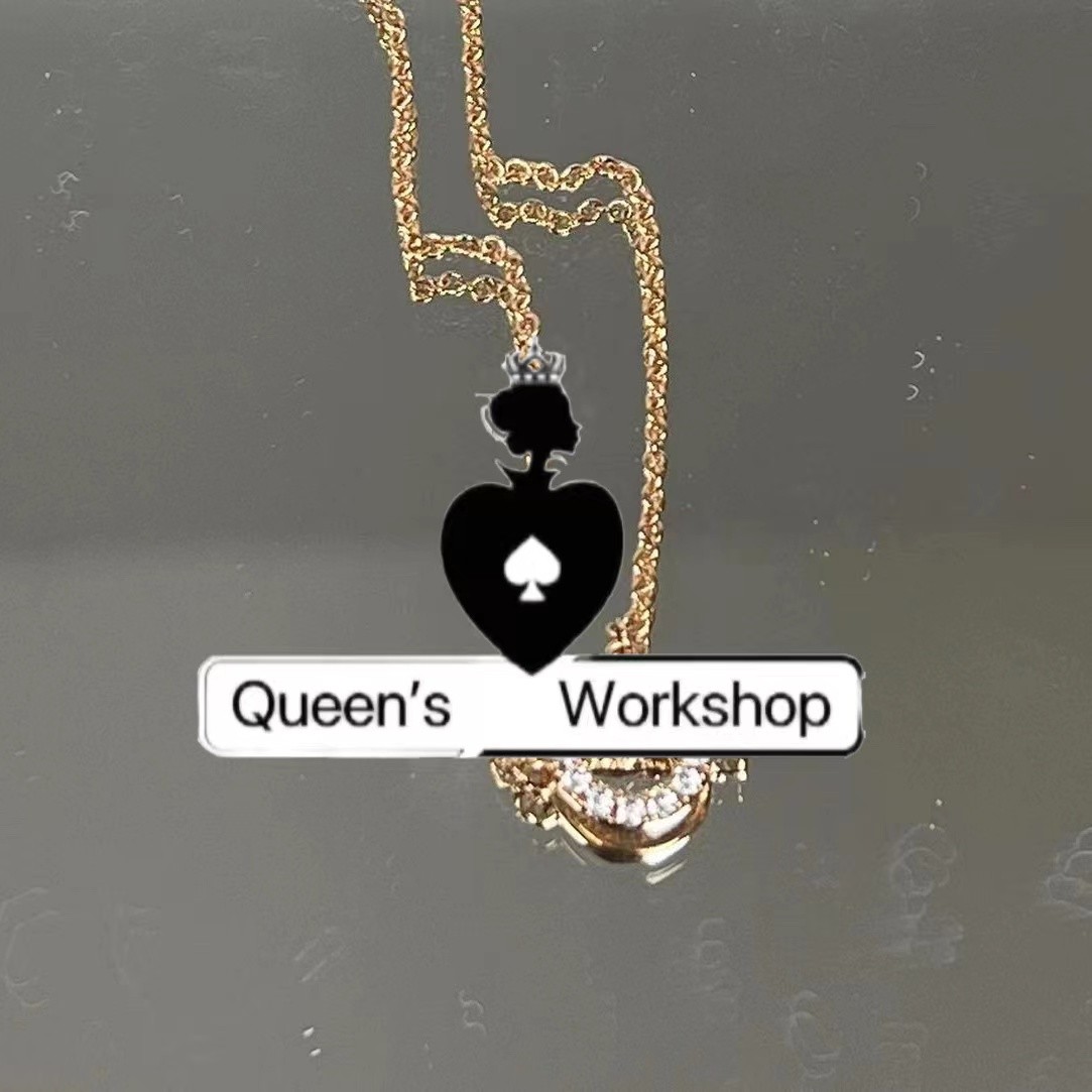 铜合金合成锆石吊坠 【Queen's】22997-92轻奢小Q项链香槟金