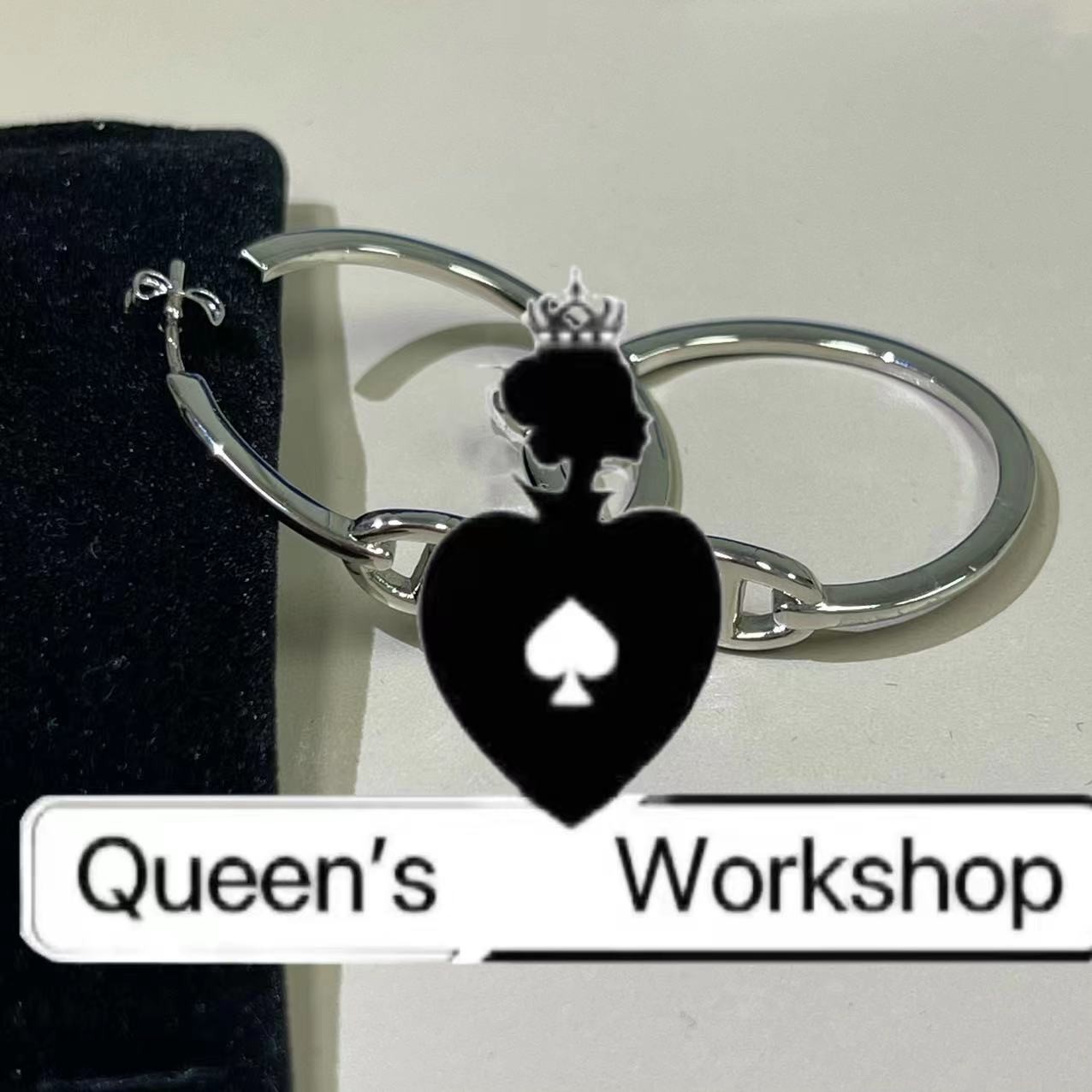 铜合金耳饰 【Queen's】17997-91时尚光面猪鼻子耳钉银色