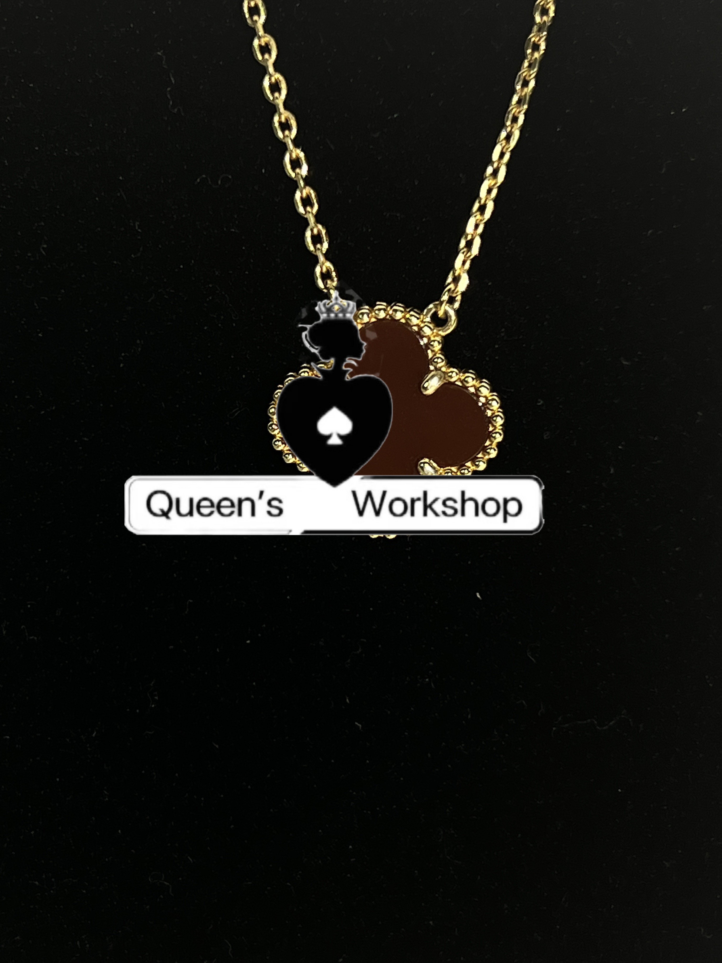 铜合金项链 【Queen's】0584-97时尚红四叶草项链香槟金