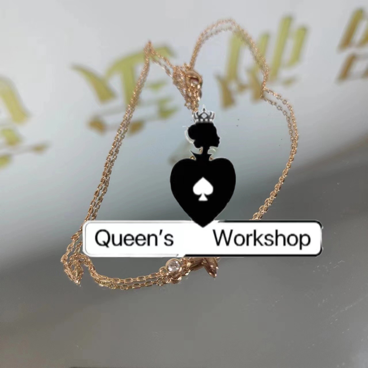 铜合金吊坠 【Queen's】16996-94时尚光面尖花项链香槟金