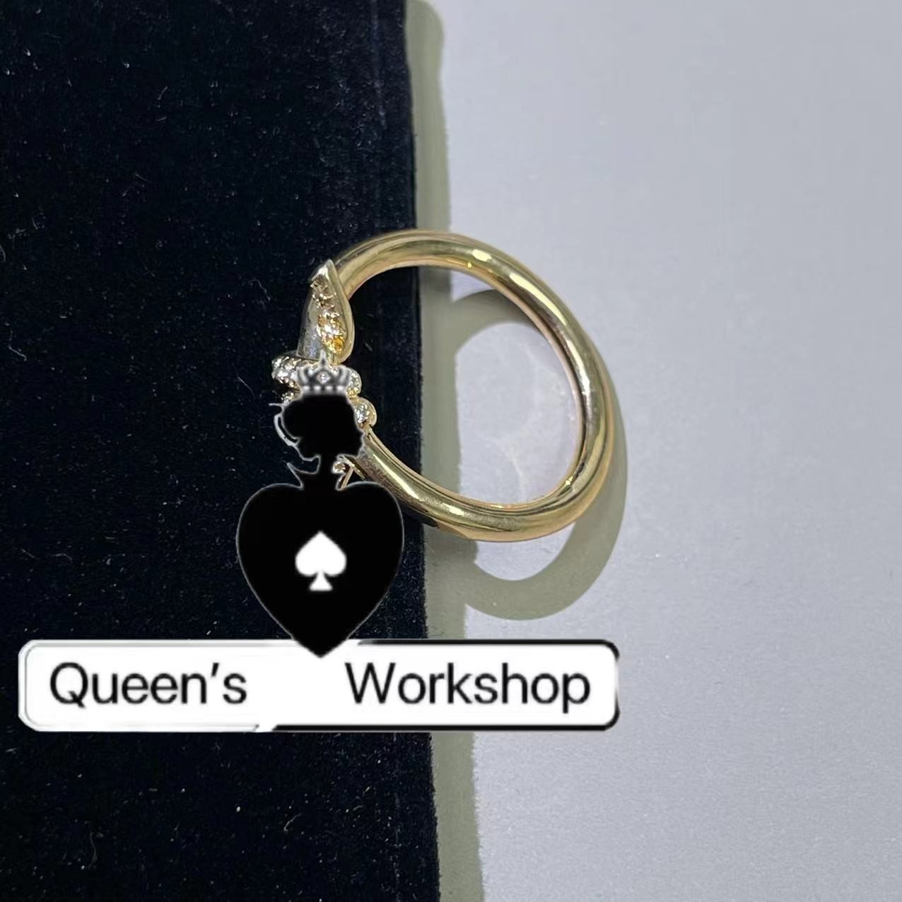 铜合金合成锆石戒指 【Queen's】24996-90绳结带钻戒指香槟金