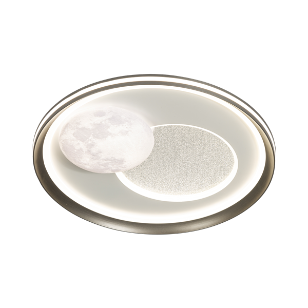 耐普-卧室灯-3198奔月A款白+灰变光吸顶灯轻奢月球创意圆形书房