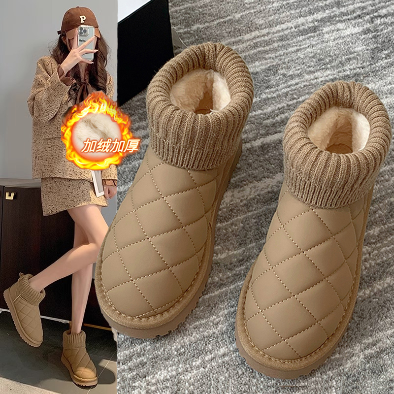 回力瑞袜子雪地靴女2024冬季新款加绒加厚面包雪地棉短靴大棉鞋