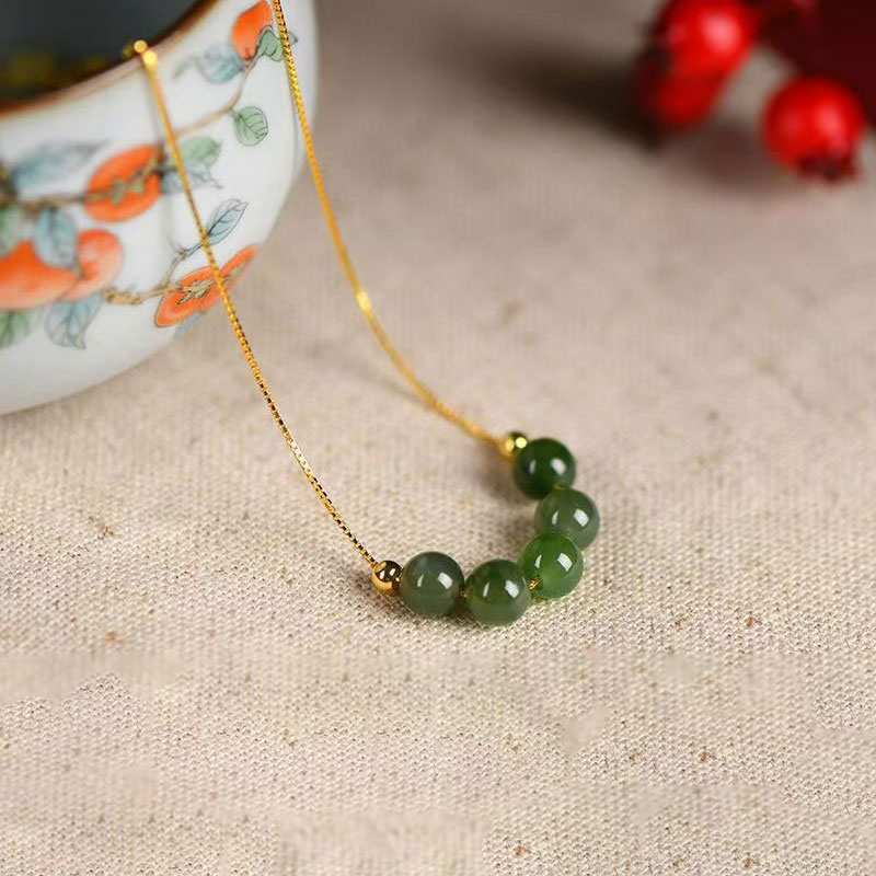 【仙淘珠宝】和田玉碧玉微笑链珠串吊坠气质轻奢百搭（多样性发货）