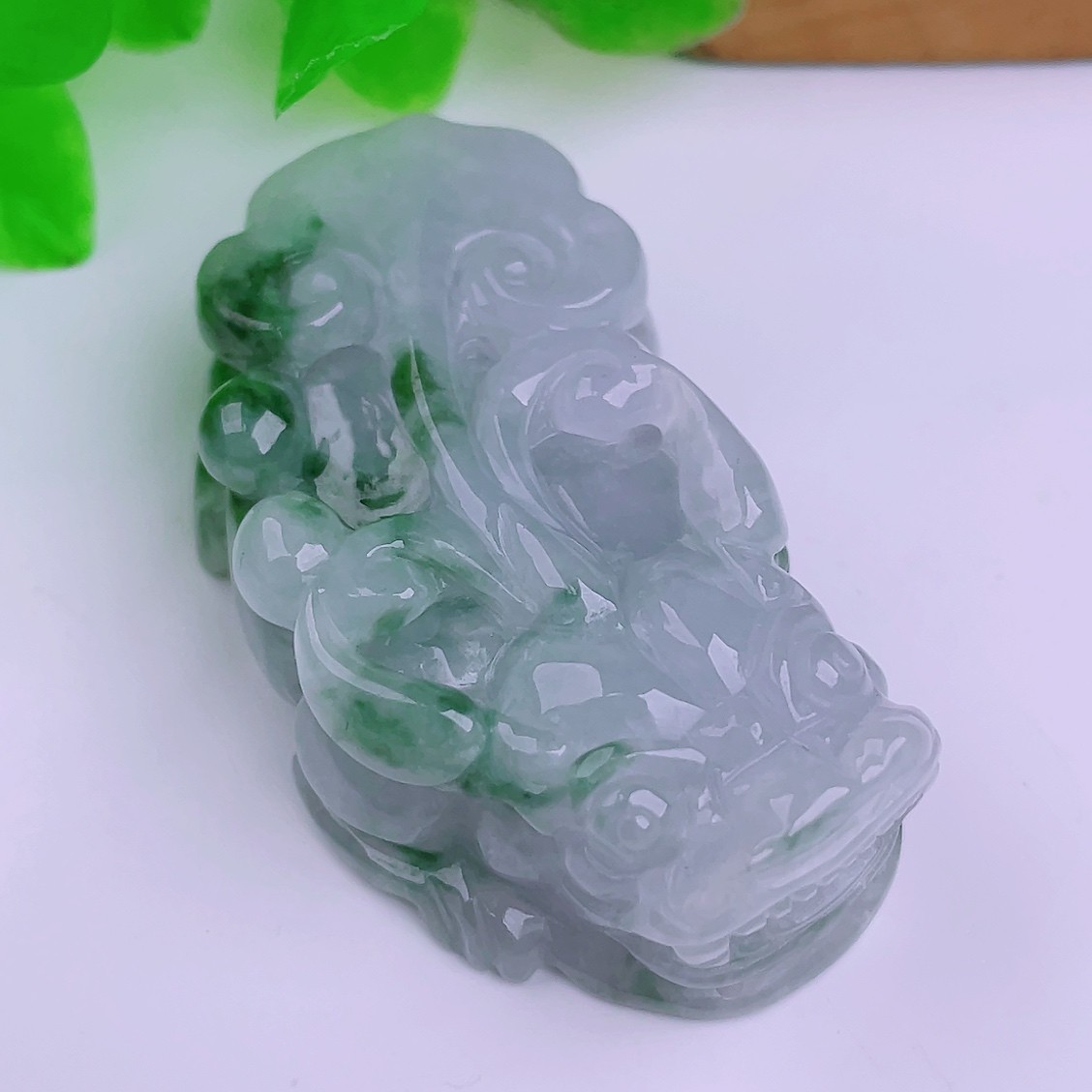 天然A货翡翠冰飘绿飘色精雕貔貅吊坠精美时尚百搭气质美轻奢29.22
