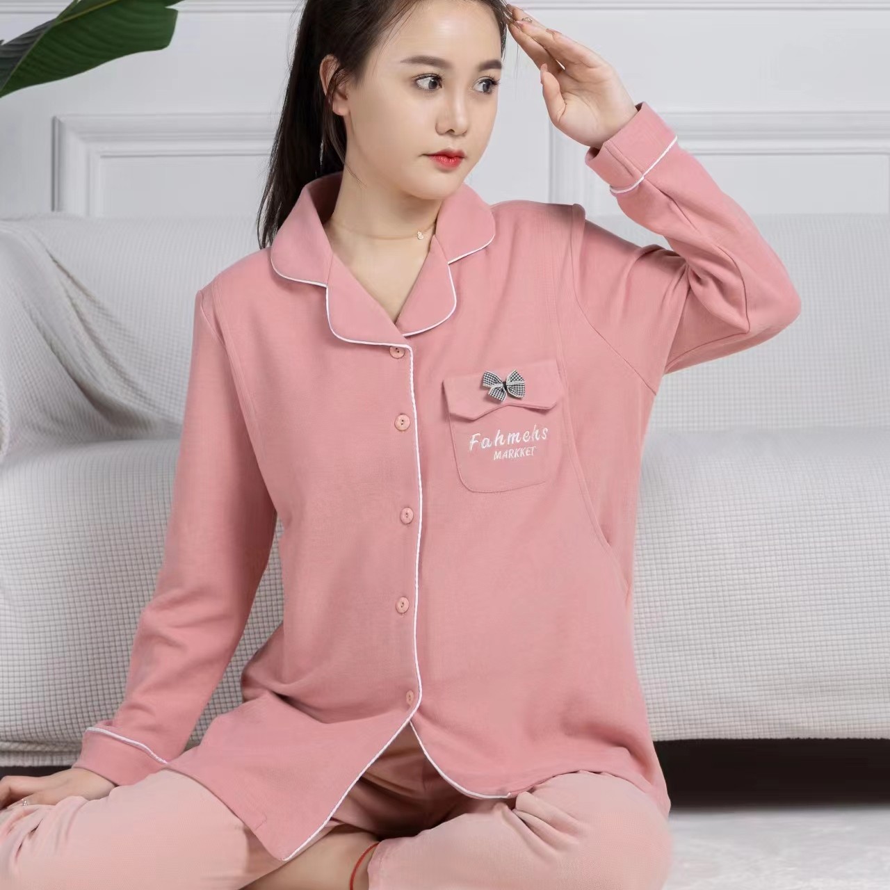 双面保暖星空绒哺乳睡衣月子服