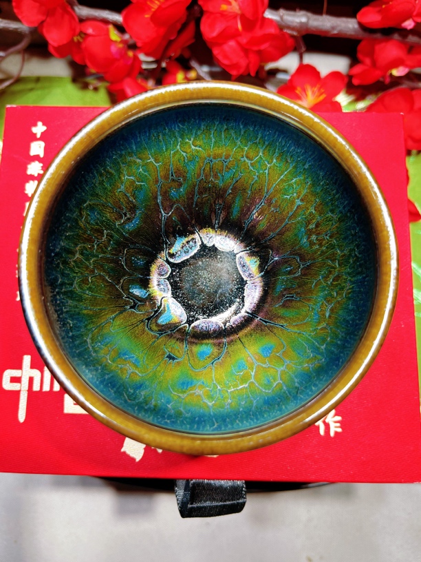名家曹丽珍·蝶舞·建盏茶杯七彩窑变陶瓷茶盏主人杯单杯高端品茗杯