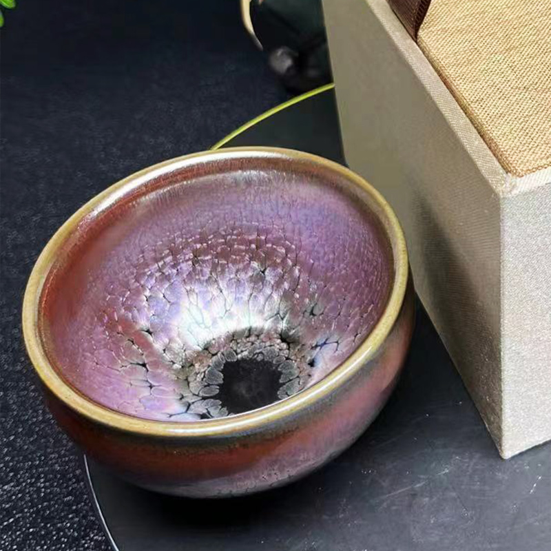 陈倩建窑建盏紫金油滴主人杯