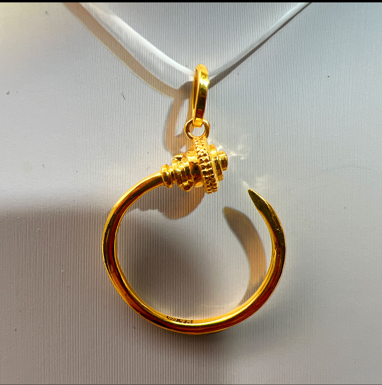 足金999  钉子吊坠  5G工艺手工时尚中古镶嵌精美