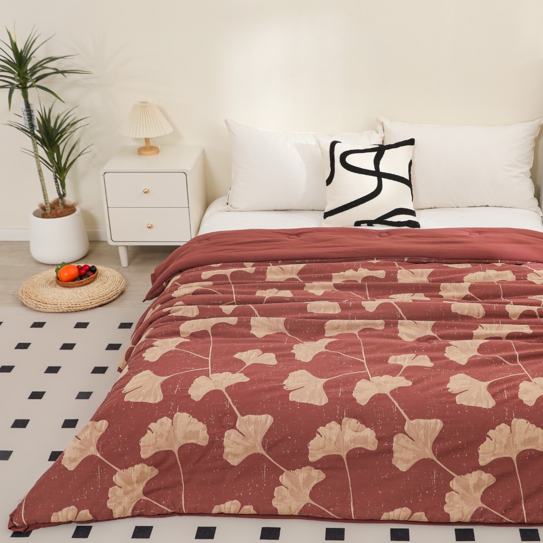 【银杏叶】200/230cm纯棉色织提花 纱布被