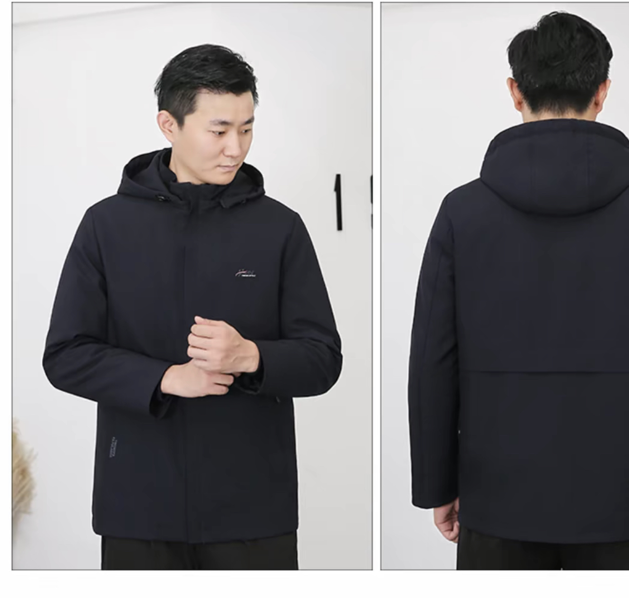 男士净面整兔内胆派克服可拆卸帽兔毛袖小红标