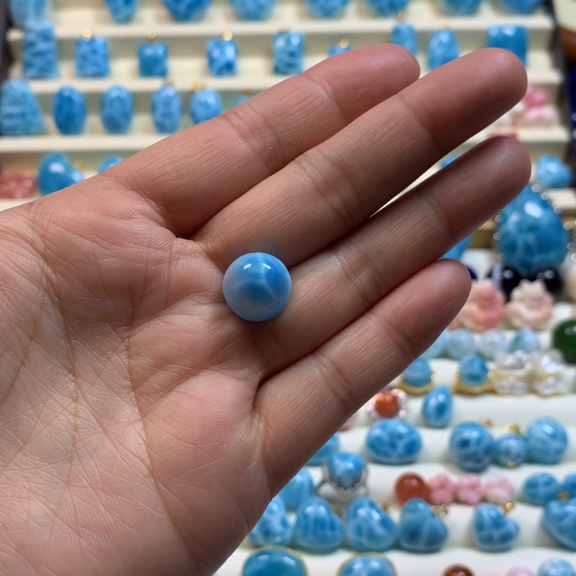 【闪购商品】针钠钙石（海纹石）耳饰18K金镶嵌阡**陌