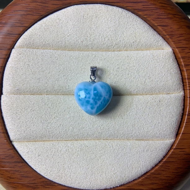 天然海纹石爱心s925银镶嵌吊坠女神礼物时尚气质简约百搭款