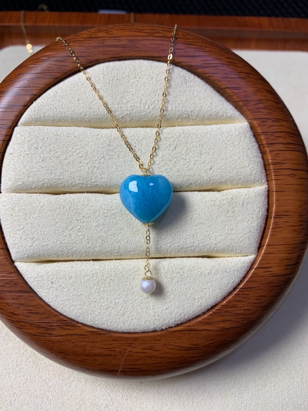 海纹石爱心吊坠一体链18k金镶嵌时尚简约