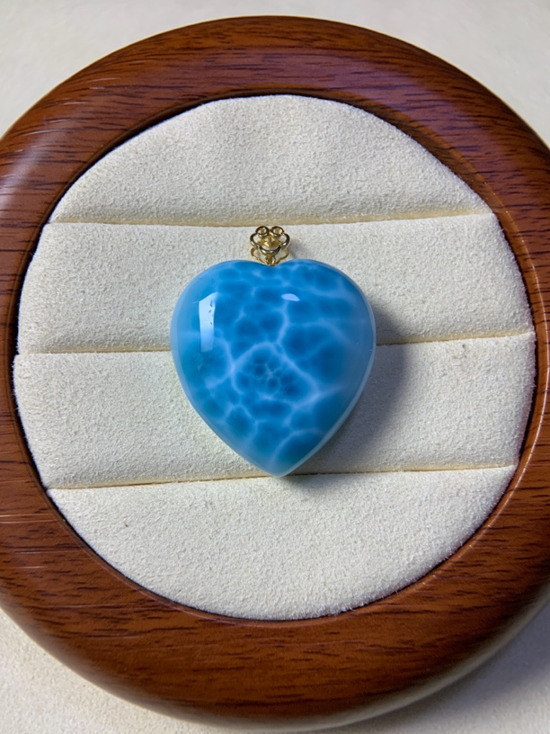 海纹石爱心18k金镶嵌项链女神礼物款时尚气质