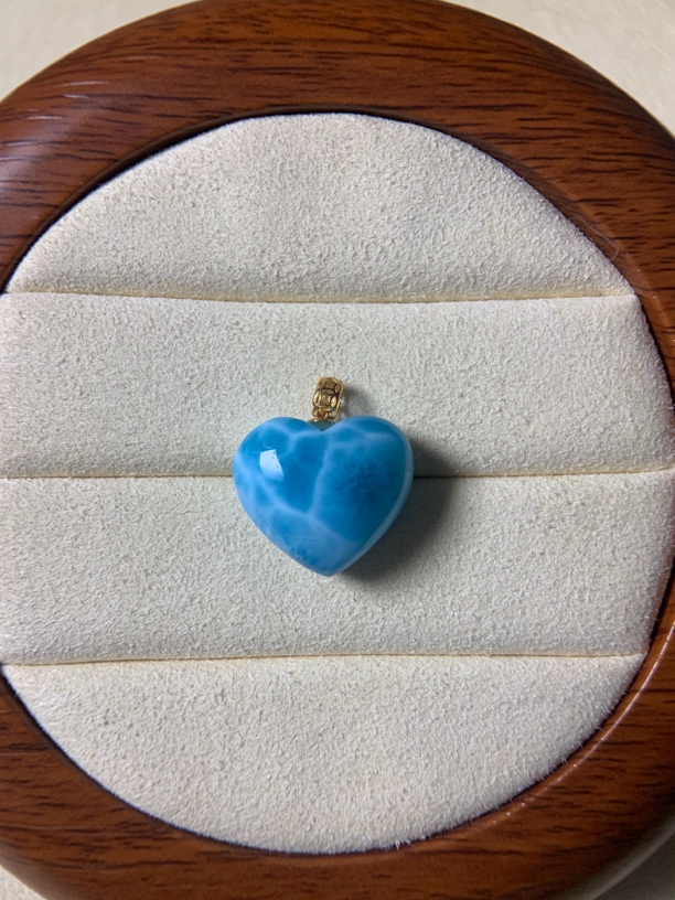 海纹石爱心18k金镶嵌项链女神礼物款时尚气质