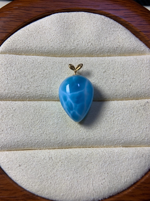 海纹石水滴18k金镶嵌小萝卜项链女神礼物款时尚气质