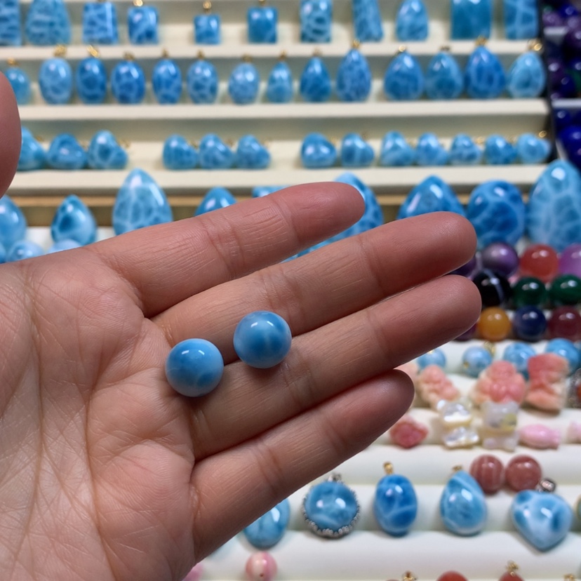 【闪购商品】针钠钙石（海纹石）吊坠(不含链)18K金镶嵌依*