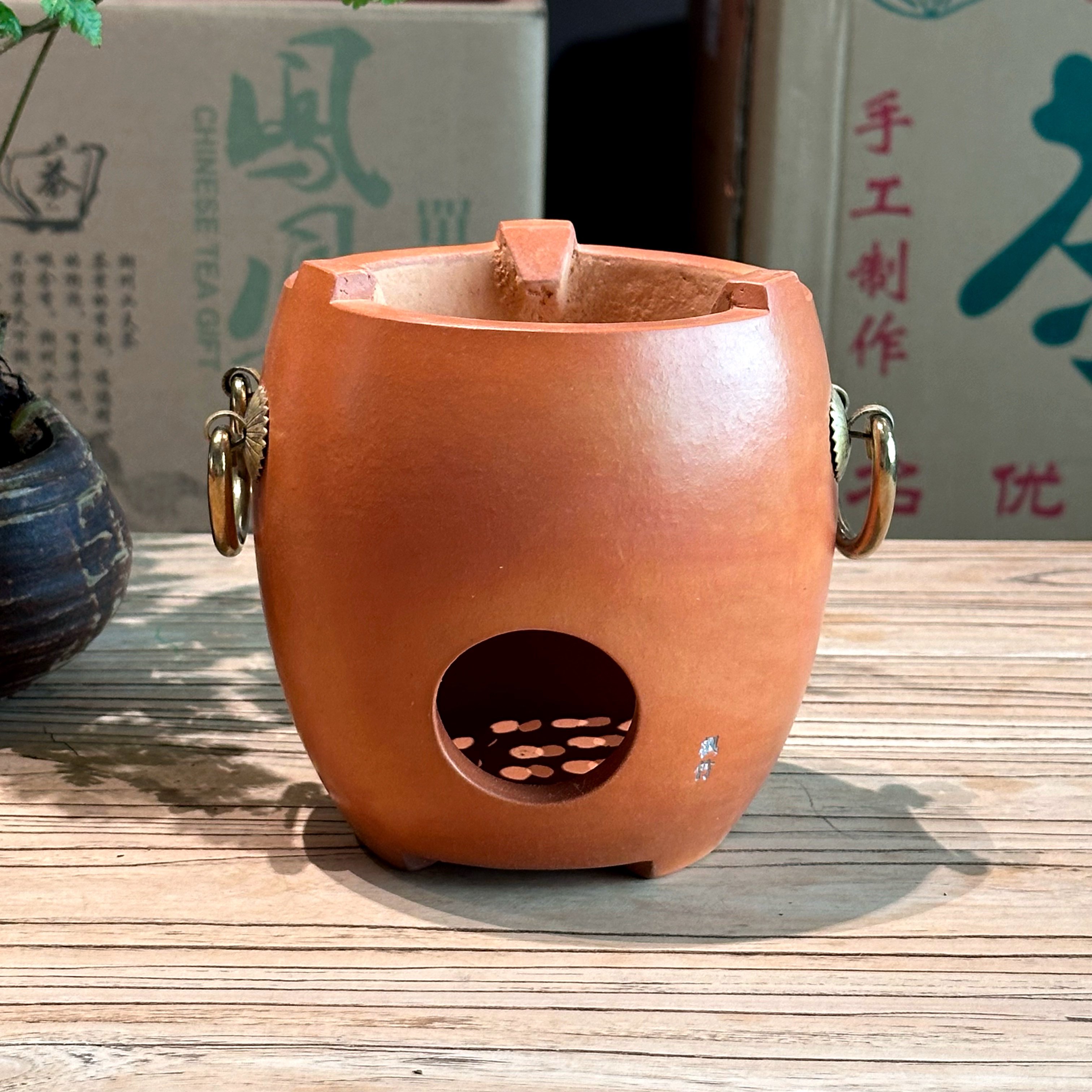 副榜炉鼓炉带把手炭火炉水木红泥经典跳盖砂铫壶烧水壶