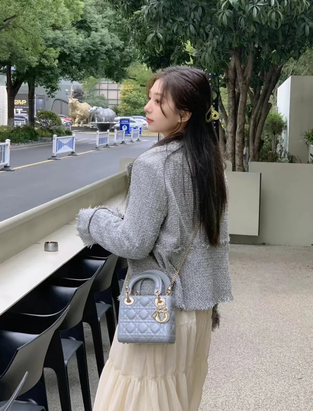 99新 DIOR/迪奥 dior 戴妃三格珠光灰 /公价无/甄选