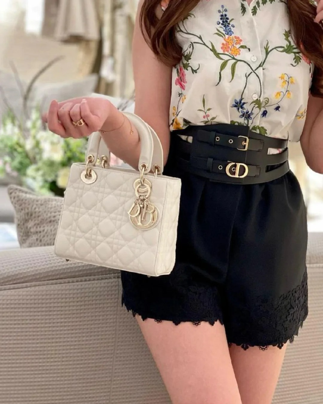 99新 DIOR/迪奥 dior戴妃四格白金单肩斜挎包 /公价无/甄选