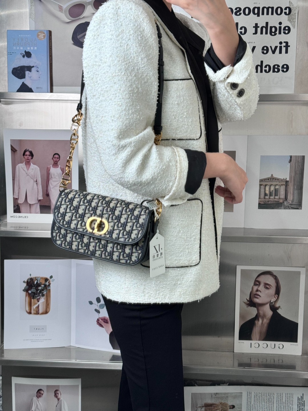 99新 DIOR/迪奥 dior 蒙田30avenue老花单肩斜挎包 /公价无/甄选