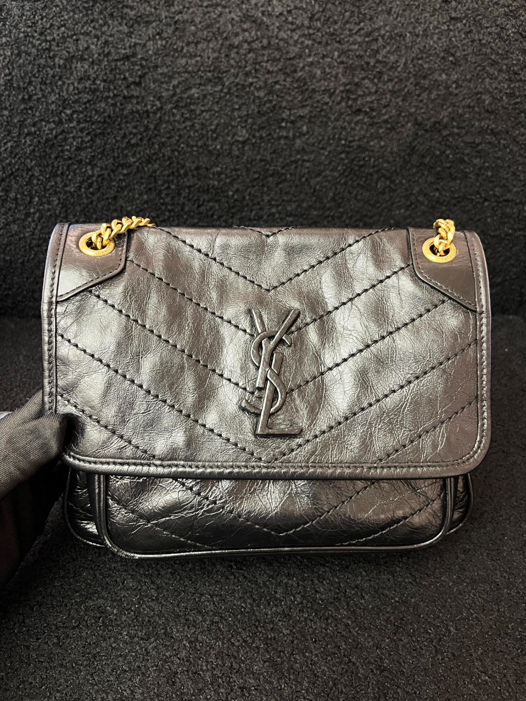 99新 YSL/圣罗兰 ysl Niki小号d扣黑金/公价无/甄选