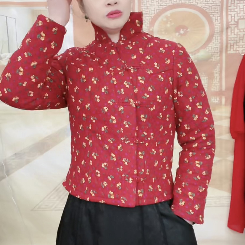 棉衣花棉衣高领外套棉衣短款加厚冬季加绒中国风