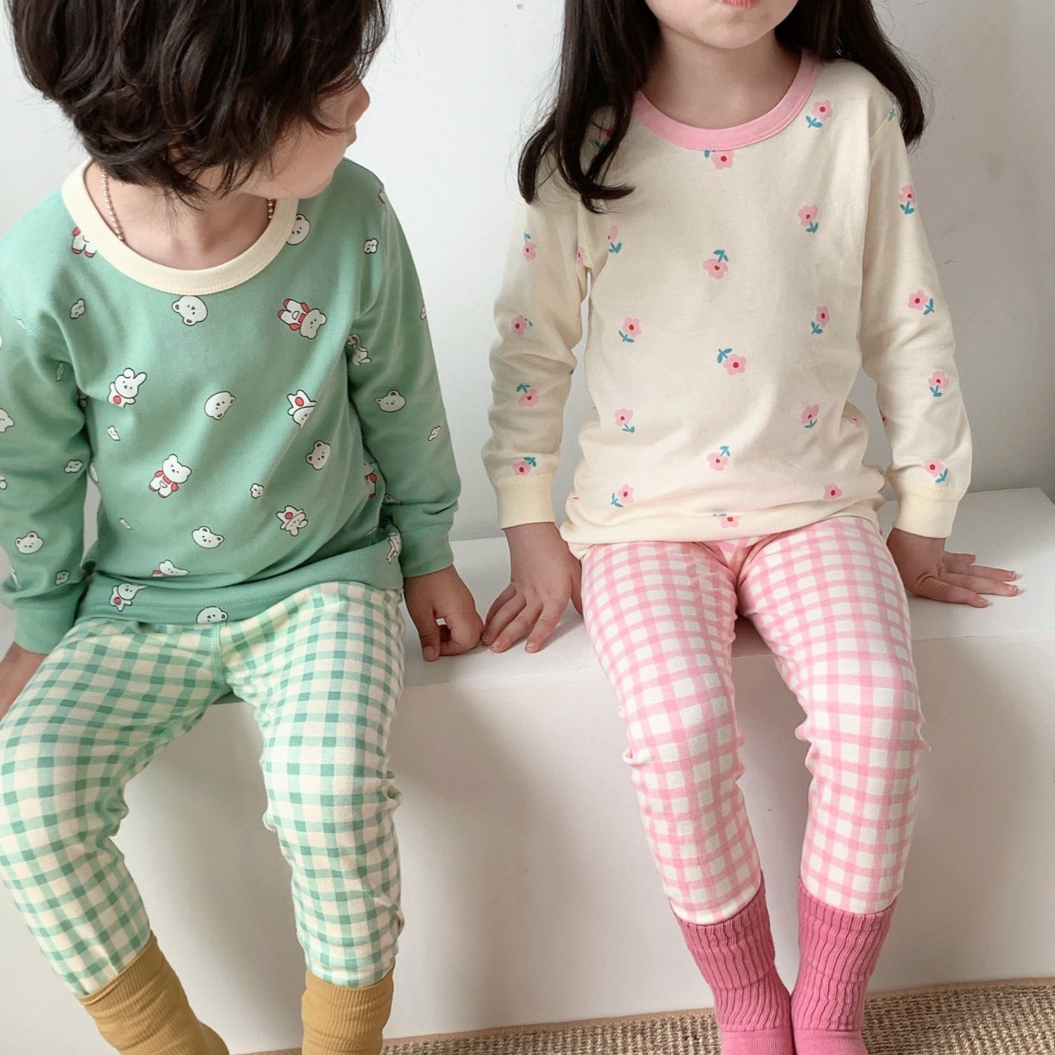 儿童内衣套装男女中小童秋衣秋裤宝宝睡衣家居服秋款家居服套装HH