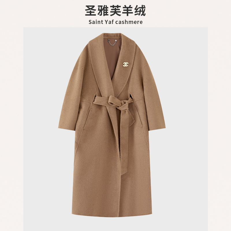【雅.法国夫人】骆驼绒秋冬浴袍加厚时尚长款轻奢设计师长款大衣