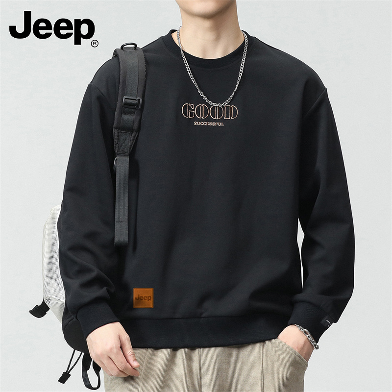 JEEP/吉普秋冬季户外运动休闲长袖时尚百搭潮流男士圆领纯色卫衣