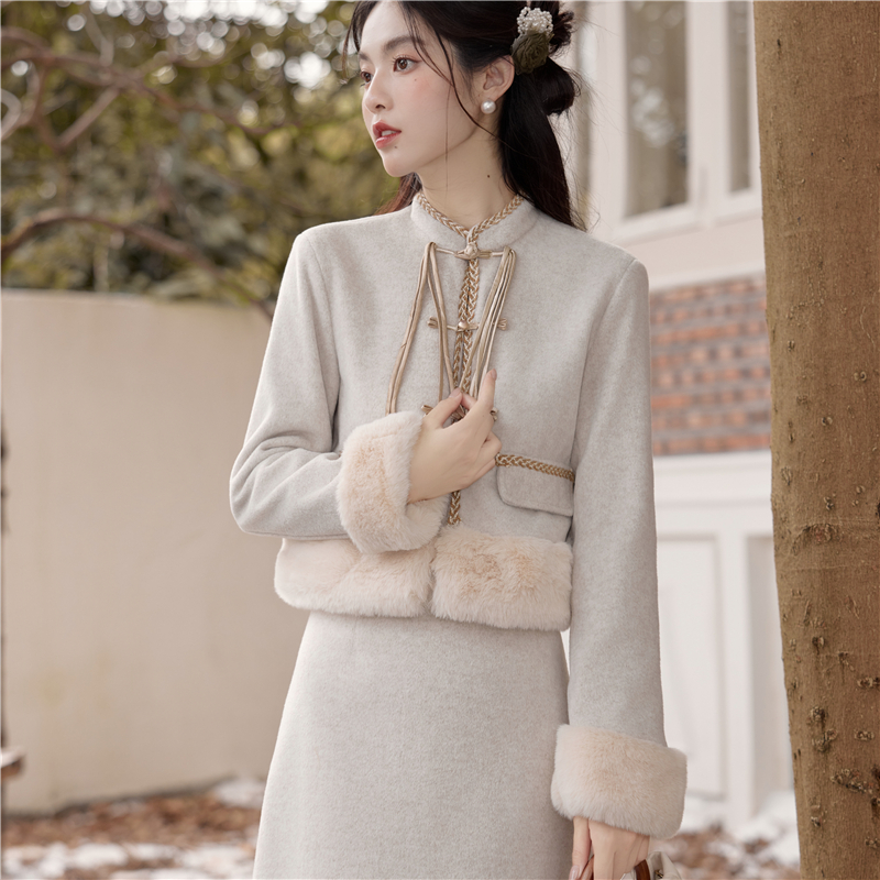 冬季穿搭新中式复古显瘦气质高级感加厚富家千金独特绝美套装裙女
