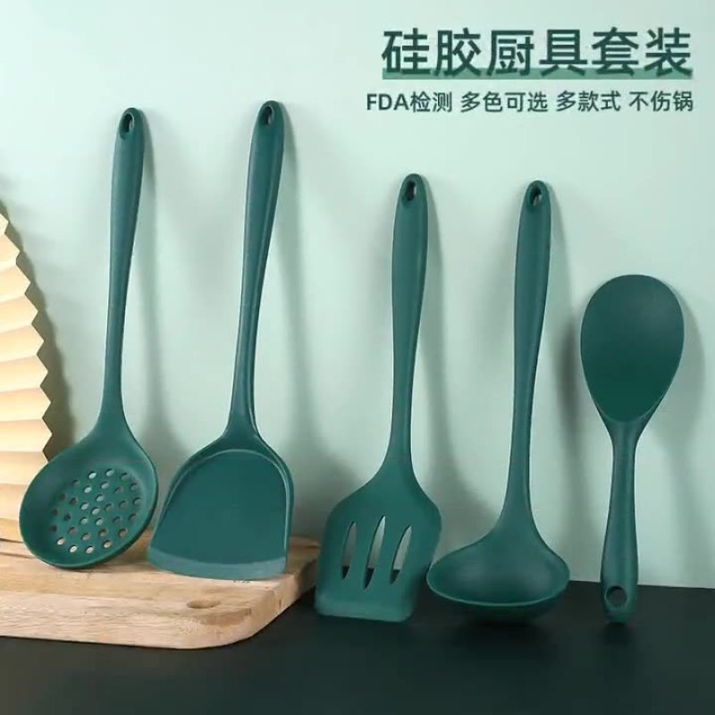 硅胶锅铲不粘锅专用耐高温炒菜铲子漏汤勺家用厨具五件套装隔热的