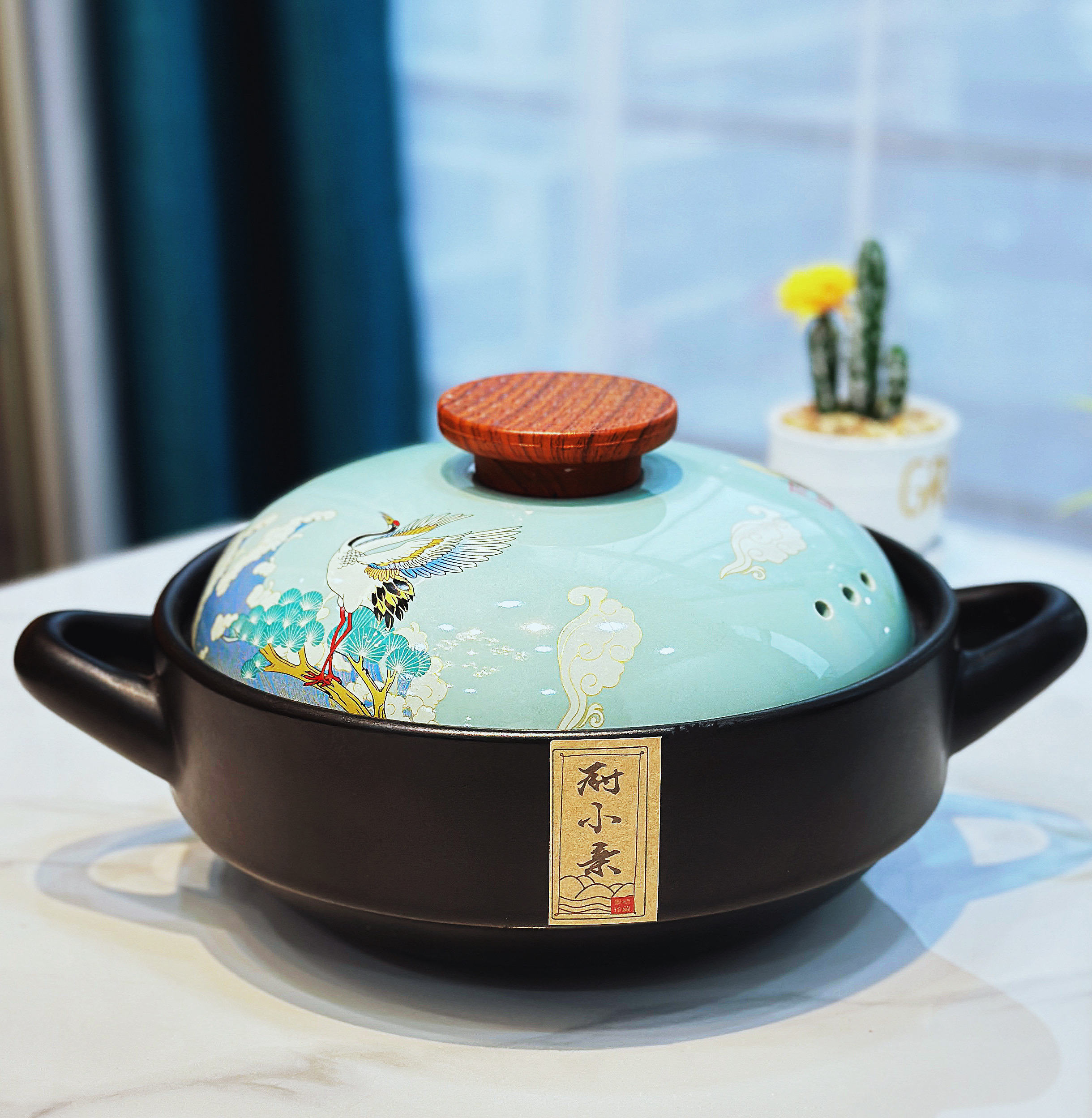 厨小亲3.6升新款干烧不裂蓝盖砂锅家用燃气耐高温陶瓷煲汤锅砂锅