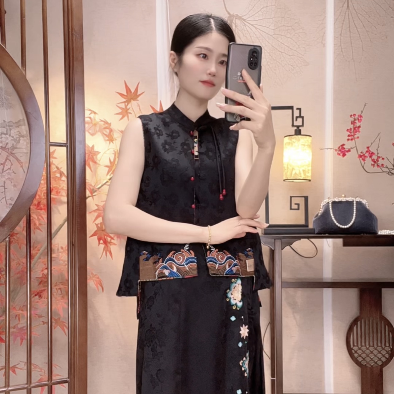 【官屿】新款国风马夹双面双穿国潮风马甲重工复古刺绣时尚马甲