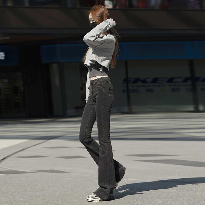 筱宁高个子女生2022秋新高腰性感百搭加长牛仔裤喇叭裤超长裤大码
