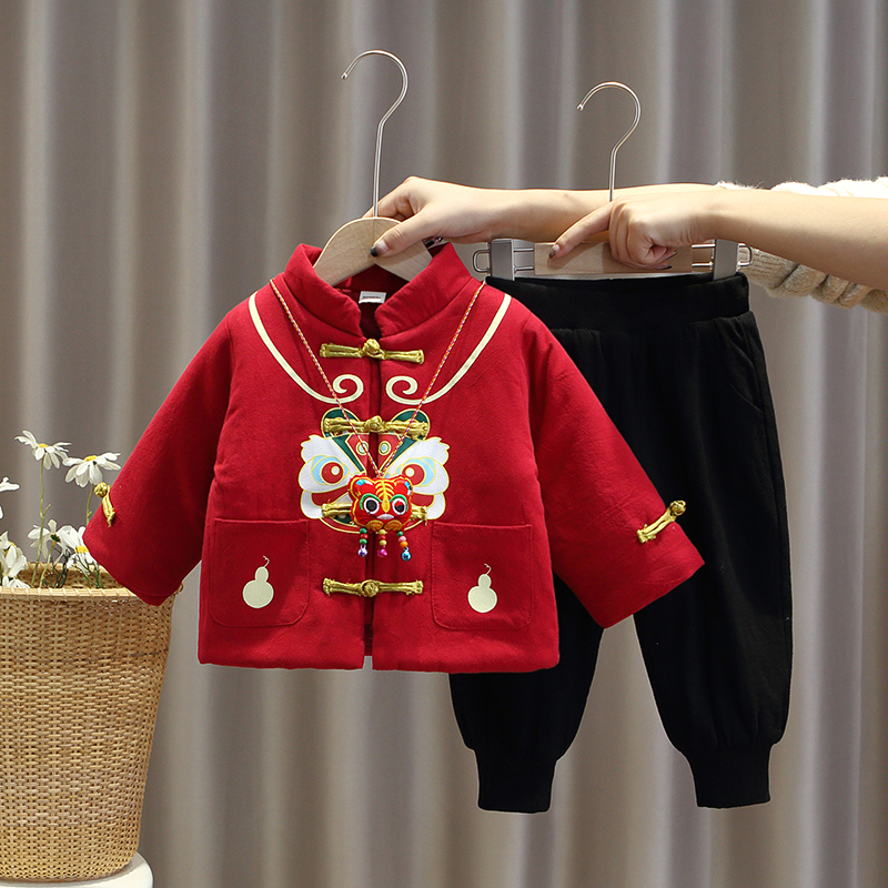 巴拉巴拉恩男宝抓周晏礼服宝宝唐装儿童中国风男童汉服拜年服周岁