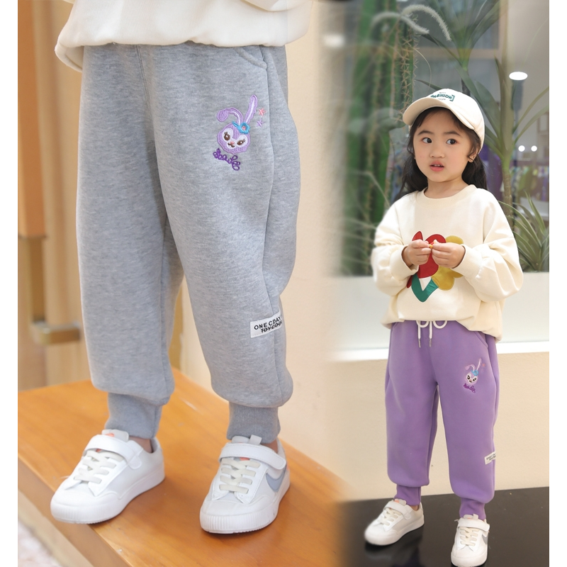 巴拉巴拉恩女童裤子加厚儿童外穿休闲长裤2023新款宝宝运动裤加绒